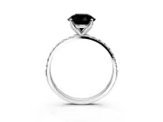 Solitaire Engagement Ring Setting for Fancy Black Round Cut Center with Fine Pave Accents and Prong Head in Platinum