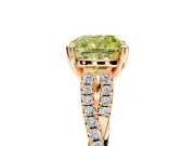 Solitaire Engagement Ring Setting for Fancy Yellow Cushion Cut Center with Twisted Pave Split Shank and Prong Head in Rose Gold