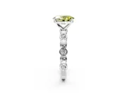 Solitaire Engagement Ring Setting for Fancy Yellow Oval Center with Beaded Bezel Station Band and Prong Head in Platinum