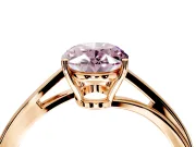 Solitaire Engagement Ring Setting for Fancy Pink Oval Center with Plain Bypass Twist Band and Prong Head in Rose Gold