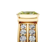 Bezel Engagement Ring Setting for Fancy Yellow Emerald Cut Center with Wide Channel-Set Band and Bezel Head in Yellow Gold