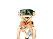Solitaire Engagement Ring Setting for Fancy Green Round Cut Center with Criss-Cross Accent Band and Prong Head in Rose Gold
