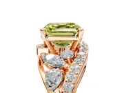Halo Engagement Ring Setting for Fancy Yellow Asscher Cut Center with Marquise and Pave Bypass Band and Prong Head in Rose Gold