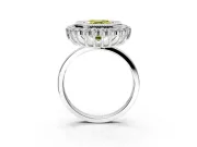 Halo Engagement Ring Setting for Fancy Yellow Asscher Cut Center with Milgrain Bezel Rim, Plain Band and Prong Head in Platinum