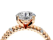 Rope Engagement Ring Setting for Round Cut Center with Accent Shoulders and Prong Head in Rose Gold