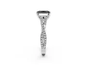 Solitaire Engagement Ring Setting for Fancy Black Radiant Cut Center with Twisted Pave Split Shank and Prong Head in Sterling Silver