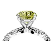 Solitaire Engagement Ring Setting for Fancy Yellow Round Cut Center with Marquise Panel Band and Prong Head in White Gold