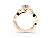 Floral Engagement Ring Setting for Round Cut Center with Trailing Marquise Accents and Prong Head in Rose Gold