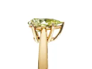 Solitaire Engagement Ring Setting for Fancy Yellow Pear-Shaped Center with Open Cathedral Shoulders and Prong Head in Yellow Gold