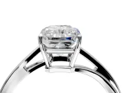 Solitaire Engagement Ring Setting for Radiant Cut Center with Plain Bypass Twist Band and Prong Head in Platinum