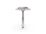Milgrain Halo Engagement Ring Setting for Fancy Pink Marquise Center with Bezel Point Accents and Prong Head in Sterling Silver