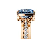 Solitaire Engagement Ring Setting for Fancy Blue Radiant Cut Center with Raised Channel Band and Prong Head in Rose Gold
