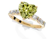 Baguette Engagement Ring Setting for Fancy Yellow Heart-Shaped Center with Alternating Bar-Set Band and Prong Head in Yellow Gold