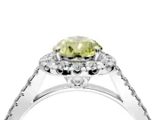 Halo Engagement Ring Setting for Fancy Yellow Pear-Shaped Center with Raised Halo, Pave Band and Prong Head in Platinum