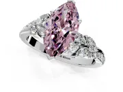 Solitaire Engagement Ring Setting for Fancy Pink Marquise Center with Marquise Accent Twist Band and Prong Head in White Gold