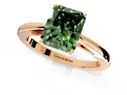 Solitaire Engagement Ring Setting for Fancy Green Radiant Cut Center with Open Cathedral Shoulders and Prong Head in Rose Gold