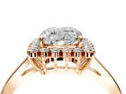 Starburst Halo Engagement Ring Setting for Cushion Cut Center with Flat Cathedral Band and Prong Head in Rose Gold