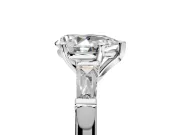 3 Stone Engagement Ring Setting for Pear-Shaped Center with Tapered Baguettes, Plain Band and Prong Head in Sterling Silver