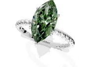 Solitaire Engagement Ring Setting for Fancy Green Marquise Center with Plain Twisted Rope Band and Prong Head in Sterling Silver