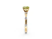 Solitaire Engagement Ring Setting for Fancy Yellow Cushion Cut Center with Bezel Station Band and Prong Head in Yellow Gold