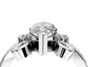 Solitaire Engagement Ring Setting for Marquise Center with Twisted Band and Scroll Prong Head in Sterling Silver