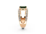 Solitaire Engagement Ring Setting for Fancy Green Emerald Cut Center with Wide-Open Split Shank and Prong Head in Rose Gold