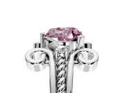 Solitaire Engagement Ring Setting for Fancy Pink Heart-Shaped Center with Twisted Band and Scroll Prong Head in Platinum