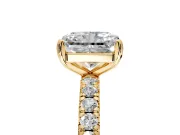 Solitaire Engagement Ring Setting for Radiant Cut Center with Shared-Prong Accents and Prong Head in Yellow Gold