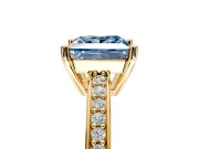 Solitaire Engagement Ring Setting for Fancy Blue Princess Cut Center with Channel-Set Accent Band and Prong Head in Yellow Gold