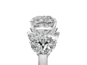 Leaf Cluster Engagement Ring Setting for Cushion Cut Center with Marquise Accents and Prong Head in Sterling Silver