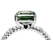 Rope Engagement Ring Setting for Fancy Green Asscher Cut Center with Accent Shoulders and Prong Head in Sterling Silver