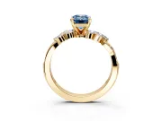 Solitaire Engagement Ring Setting for Fancy Blue Emerald Cut Center with Marquise Accent Twist Band and Prong Head in Yellow Gold