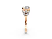 Leaf Cluster Engagement Ring Setting for Heart-Shaped Center with Marquise Accents and Prong Head in Rose Gold