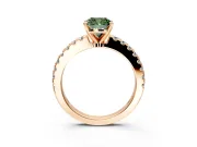 Solitaire Engagement Ring Setting for Fancy Green Cushion Cut Center with Single Row Accent Band and Prong Head in Rose Gold