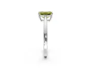 Solitaire Engagement Ring Setting for Fancy Yellow Emerald Cut Center with Open Cathedral Shoulders and Prong Head in Sterling Silver