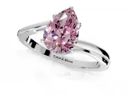 Solitaire Engagement Ring Setting for Fancy Pink Pear-Shaped Center with Plain Bypass Twist Band and Prong Head in White Gold