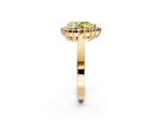 Starburst Halo Engagement Ring Setting for Fancy Yellow Pear-Shaped Center with Flat Cathedral Band and Prong Head in Yellow Gold