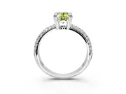 Solitaire Engagement Ring Setting for Fancy Yellow Oval Center with Multi-Row Pave Accents and Basket Head in White Gold