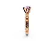 Solitaire Engagement Ring Setting for Fancy Pink Heart-Shaped Center with XO Engraved Band and Prong Head in Rose Gold