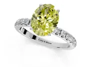 Open Basket Engagement Ring Setting for Fancy Yellow Oval Center with Pave Band and Prong Head in Platinum