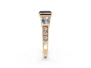 Channel-Set Engagement Ring Setting for Fancy Black Asscher Cut Center with Baguette Band and Prong Head in Rose Gold