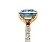Solitaire Engagement Ring Setting for Fancy Blue Princess Cut Center with Fine Pave Accents and Prong Head in Yellow Gold