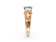 Solitaire Engagement Ring Setting for Fancy Blue Radiant Cut Center with Filigree Accent Basket and Prong Head in Rose Gold