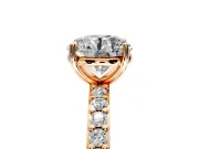 Solitaire Engagement Ring Setting for Round Cut Center with Round Cut Pave Band and Prong Head in Rose Gold