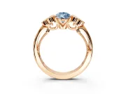 Cluster Engagement Ring Setting for Fancy Blue Pear-Shaped Center with Bezel Accent Clusters and Prong Head in Rose Gold