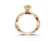 Solitaire Engagement Ring Setting for Fancy Yellow Oval Center with Pave and Plain Crossover and Basket Head in Rose Gold