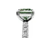Solitaire Engagement Ring Setting for Fancy Green Princess Cut Center with Shared-Prong Accents and Prong Head in Platinum