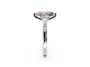 3 Stone Engagement Ring Setting for Fancy Pink Marquise Center with Tapered Baguettes, Plain Band and Prong Head in White Gold