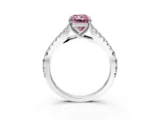 Solitaire Engagement Ring Setting for Fancy Pink Radiant Cut Center with Pave Split Shank and Prong Head in Platinum