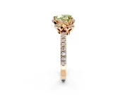 Halo Engagement Ring Setting for Fancy Yellow Heart-Shaped Center with Openwork Halo, Pave Band and Prong Head in Rose Gold